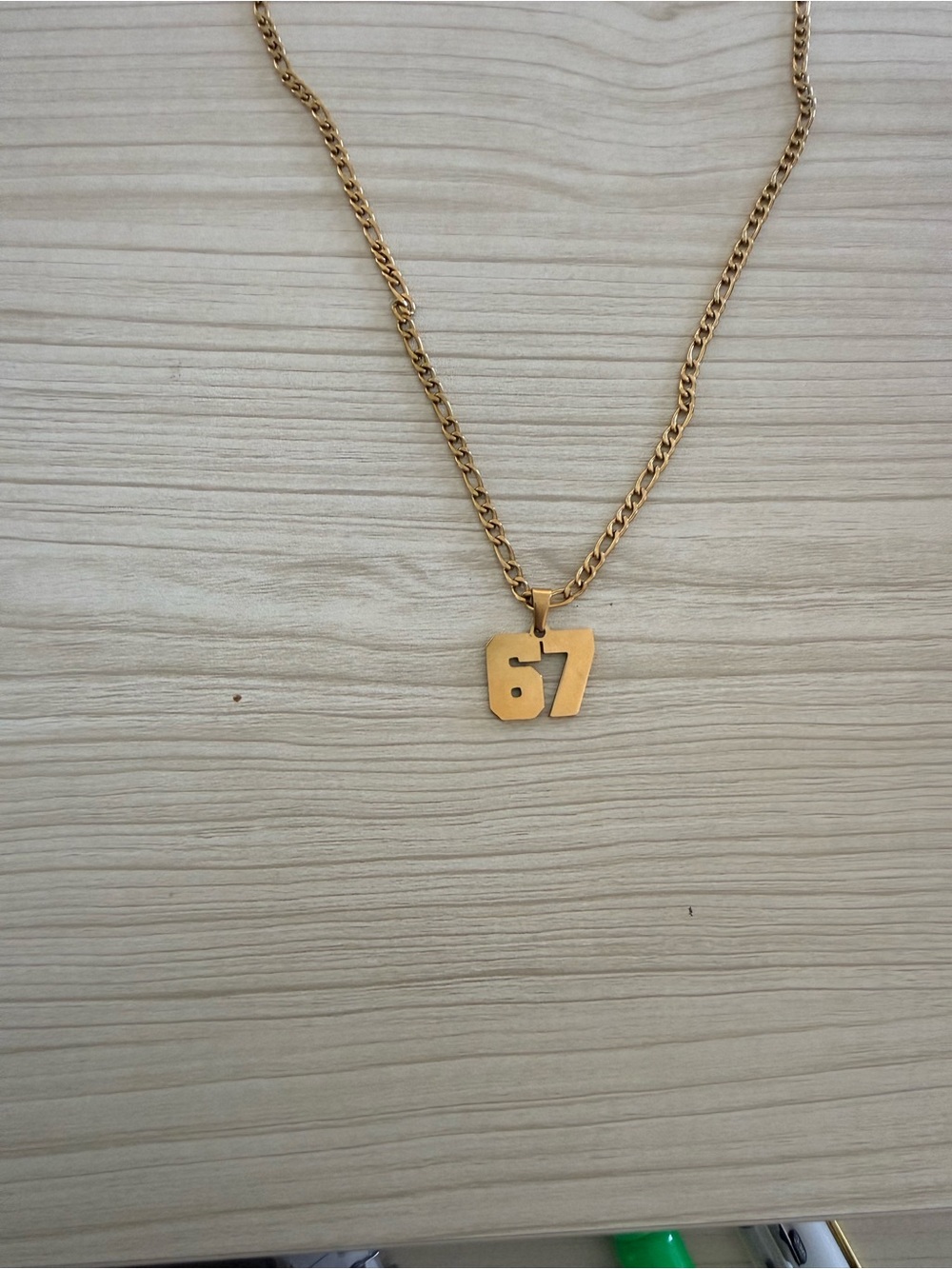 Gold Number 67 Pendant Necklace - Women Jewelry